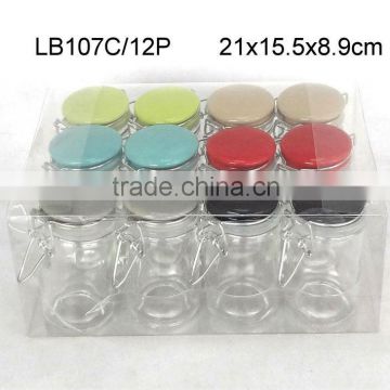 LB107C/12P glass spice jar with ceramic lid with pvc box