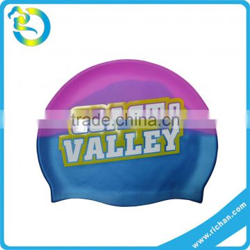 Funny Adult / Kid sizes customized logo printed waterproof silicone rubber swim cap