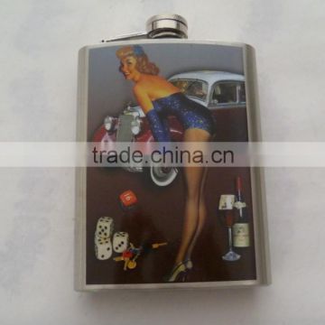 8oz hip flask with water-tranfer printing