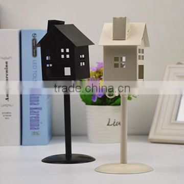 2015 new design classical road lead lights house shaped metal candle holder