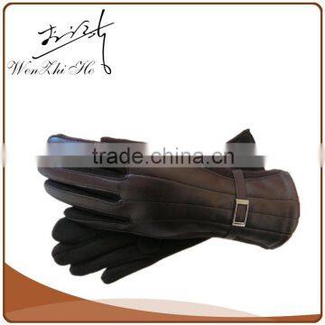 Men Daily Life Snap Coated Hand Leather Gloves Machine