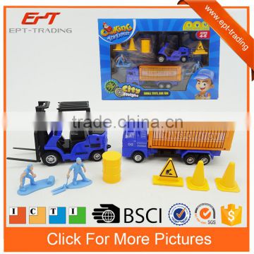 Plastic mini pull back toy car city truck set for kids