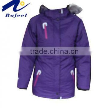 purple fashion style fur hood ski jacket