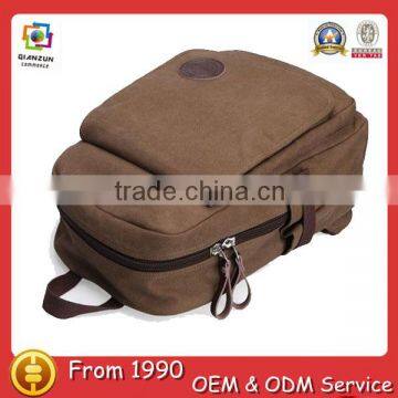 Men's Brown Canvas Backpack Rucksack Satchel Shoulder School bag