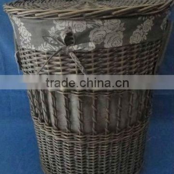 willow laundry baskets,with the PU handle,The Grey Color