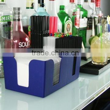 plastic bar caddy, napkin holder, bar straw holder
