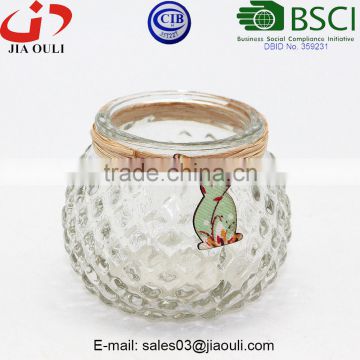 BSCI Audit Factory With decoration clear Glass Flower Pot , Glass Planter