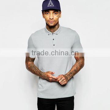 Custom logo t shirt pique polo t shirt with button down collar PS0112A