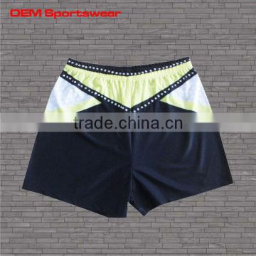 Ladies sublimation cheerleader shorts with rhinestone