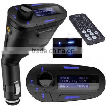 Wireless Car Kit MP3 Player FM Transmitter Modulator USB MMC LCD Remote Green ,car kit bluetooth mp3 player with fm transmitter
