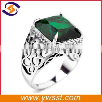 Factory sale rhodium plating big Indian ring for man with emerald