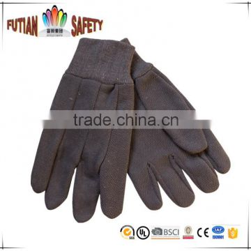 FTSAFETY solid color brown jersey work garden safety glove with mini dots