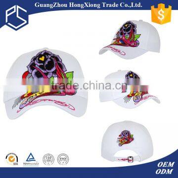 Promotional custom high quality 3D embroidery white baseball caps