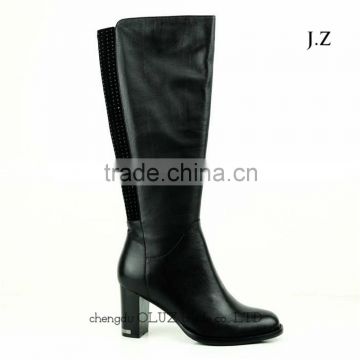 OB63 italian designer women fashion leather upper comfortable thigh high boots block heel and round toe