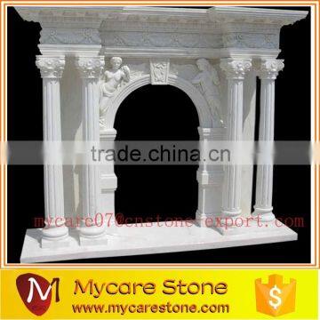 modern design white marble outdoor electric fireplace