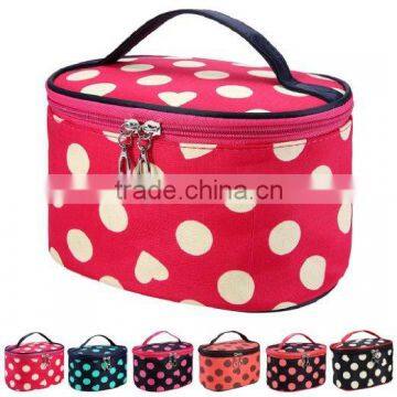 2016 Novelty Portable round cosmetic bag for makeup tools/zipper toiletry storage bag,pot pattern,YX-CB-02