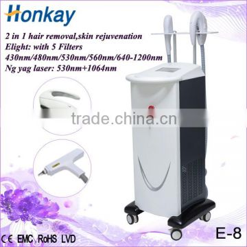 hot sale!! top quality rf ipl Elight permanent hair removal machine with nd yag laser