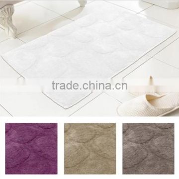 Country Club Pebbles 100% Cotton Textured Washable Bath Mat Rug 50cm x 80cm In White Stone Grey Or Grape