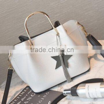 zm35576a korean women metal handle tote bags fashion handbag sets.