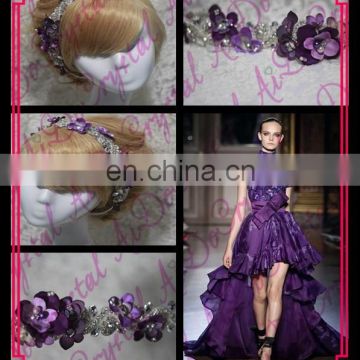 Aidocrystal crystal wedding hair accessories, lavender flower circlet, light purple bridal hair accessory