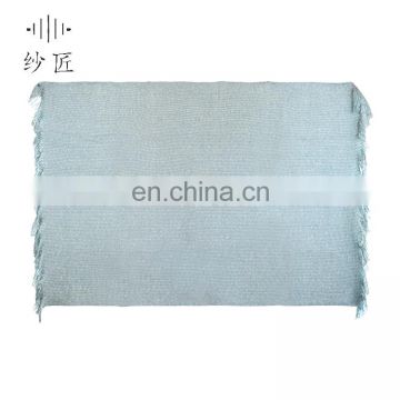 100% Acrylic Blanket Rivet Super Soft Oversized Ombre Stripe Brushed Weave Loop Throw Blanket