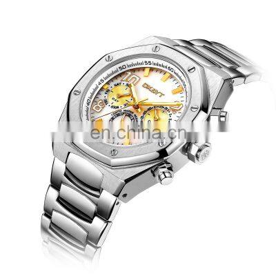 High Quality Customized Classic Multifunction Men Steel Wristwatch Collection Luxury Male Gold Watch