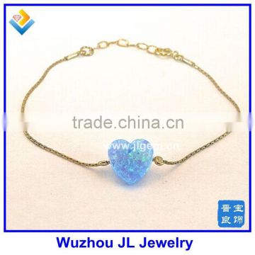 2016 Opal Heart Shape Bracelet Blue Heart Opal Stone Bracelet 18K Plated Heart Opal Silver Bracelet