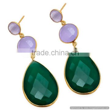 Natural Green Onyx Gemstone Handmade Fashion Dangle Earrings 14k Gold Sterling Silver Jewelry Wholesaler Supplier