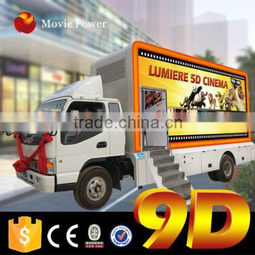 Transportable 9d trailer cinema with good carrying capacity