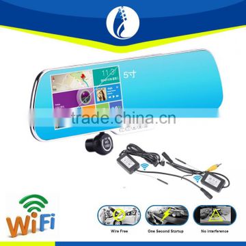 wifi transceiver box touch screen rear view mirror monitor Wifi backup Camera wireless for Cars