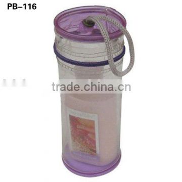 Cylinder pvc zipper bag for toilet articles