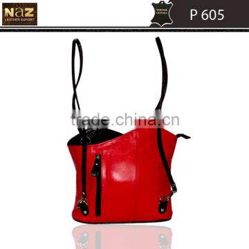 ladies bag in red color genuine leather