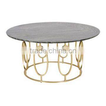 Manufacturer reasonable price brushed golden stainless steel frame classical coffee table