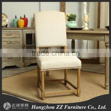 US country style square back upholstered linen dining chair