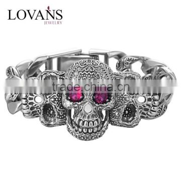 new products 925 sterling silver skull bracelet jewelry wholesale
