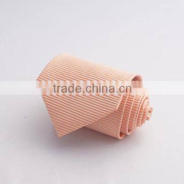 2016 latest design light orange white striped silk woven handmade neckties