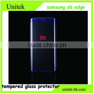 Factory low price!Premium Perfect For samsung s6 Edge electroplating with wire drawing blue 3D 0.21mm tempered glass film screen