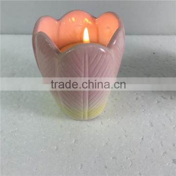Leaf shape Ceramic Decorative Candle Holder With Different Texture Design