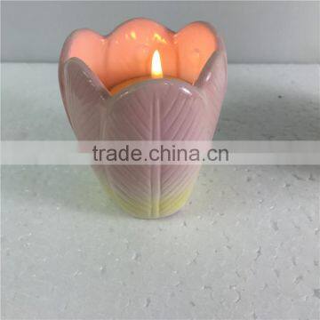 Leaf shape Ceramic Decorative Candle Holder With Different Texture Design