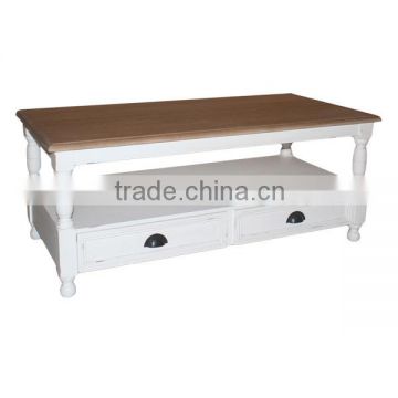 Indonesia Shabby Chic - Coffee Table with 2 Drawer Bottom Chic furniture