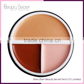 Foundation Highlighter 3 Color Makeup Cosmetic Concealer Palette