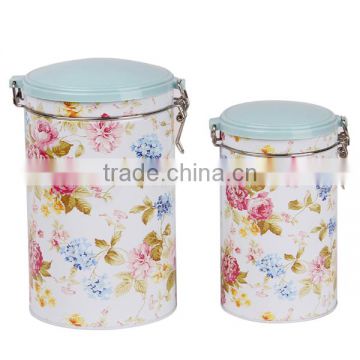 2PCS Coffee Tea Tin Box Set Airtight Canister