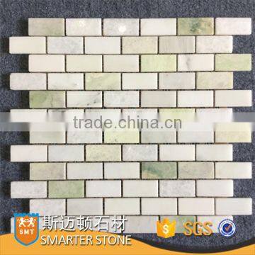 White galaxy brick marble mosaic 23x48mm on mesh