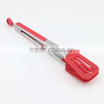 Silicone Stainless Steel Kitchen Tongs With Locking Clip