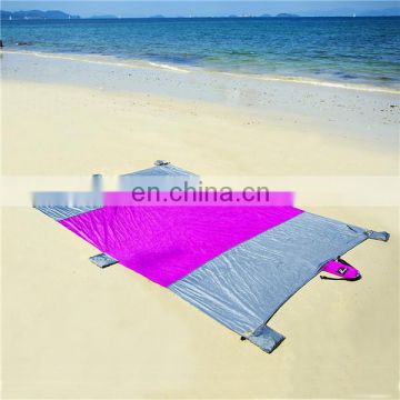 Fashion 9x7ft Compact Outdoor sand proof picnic beach blanket for camping Custom LOGO Cheap parachute nylon mat beach
