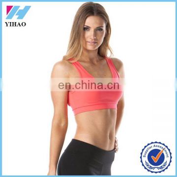 Women's Open Back Padded Top Neon Orange Athletic Vest Gym Fitness Sports Bra Stretch Women's Tanks