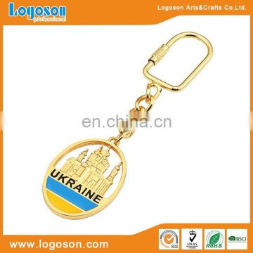 Cheapest Ukraine souvenir promotional metal keychain free samples with customized Logo