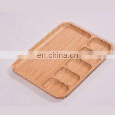 Japanese Style Hotel Square Round Lattice Fruit Bread Bamboo Serving Tray