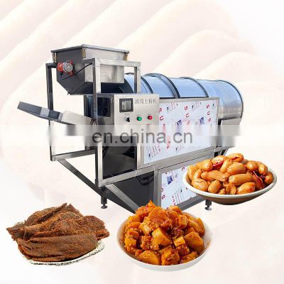 Commercial Powder Potato Chips Nuts Small Dry Continuous Drum Fry Puffed Snack Seasoning Machine