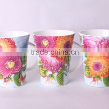 2015 new products for decal porcelain cup with flower design